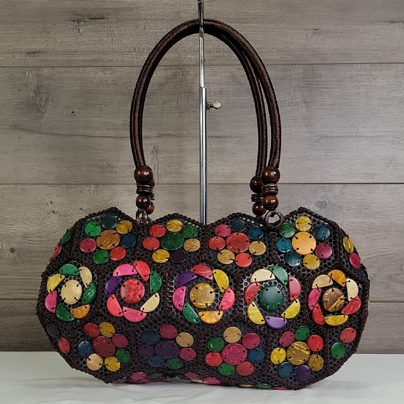 Handbags - Boho Beaded/Crochet Colorful Patchwork Handbag